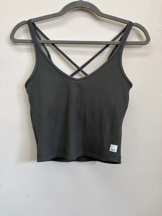 Vuori Tops - Vuori Ribbed Strappy Crop Top in Army Green